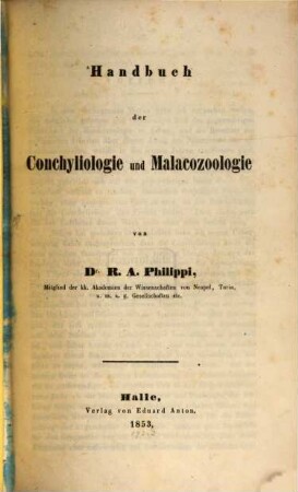 Handbuch der Conchyliologie und Malacozoologie