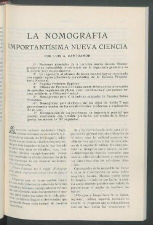 La Nomografía importantísima nueva Ciencia