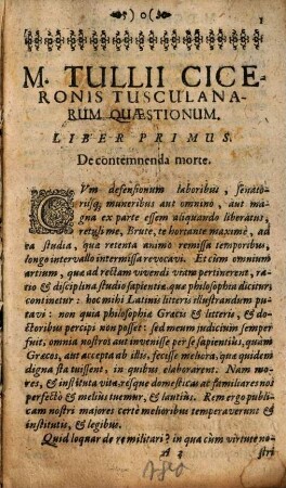 M. Tvllii Ciceronis Tusculanarum Quæstionum Libri Qvinqve
