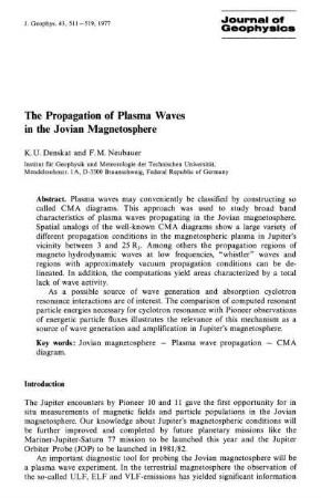 The propagation of plasma waves in the jovian magnetosphere