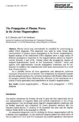 The propagation of plasma waves in the jovian magnetosphere