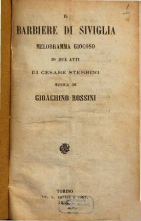 Il barbiere di Siviglia : melodramma giocoso in due atti