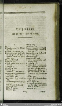 Verzeichnis der enthaltenen Sachen