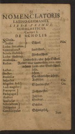 Liber Primus: Scholasticus.