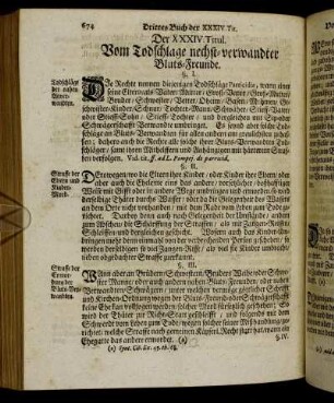 Der XXXIV. Titul. Vom Todschlage nechst-verwandter Bluts-Freunde.