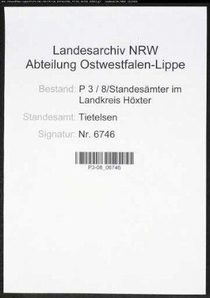 Sterberegister Standesamt Tietelsen
