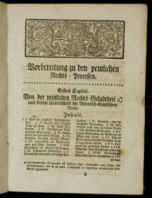 Erstes Capitel. Von der peinlichen Rechts-Gelahrtheit a) und deren Unterschied im Römisch-Teutschen Reiche