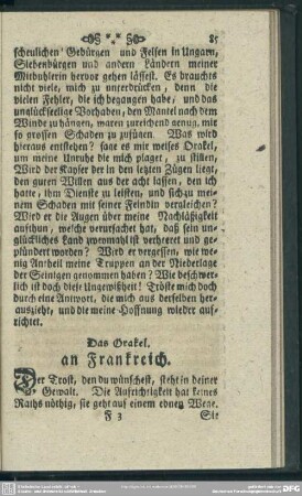 Das Orakel an Frankreich