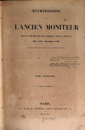 Réimpression de l'Ancien Moniteur : depuis la réunion des états-généraux jusqu'au consulat ; (Mai 1789 - Novembre 1799), 5