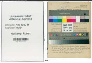 Entnazifizierung Robert Holtkamp , geb. 30.01.1908 (Metzger)