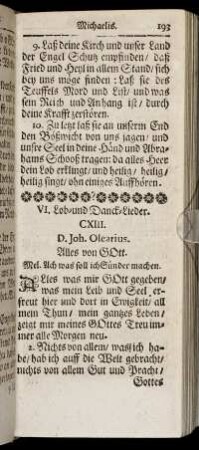 VI. Lob- und Danck-Lieder.