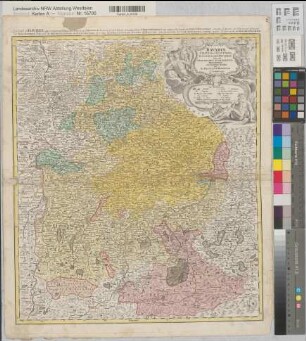 Bayern (Kreis und Kurfürstentum) Territorialkarte Bavariae circulus et electoratus in suas quaque ditiones 1.H. 18.Jh. 7 dt. Meilen = 8,2 cm 54 x 46 farb. Kupferstich: Johann Baptist Homann, Nürnberg B I Nr. 15