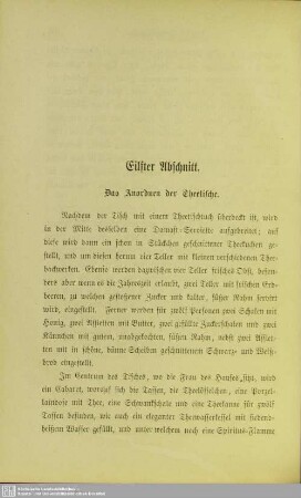 Eilfter Abschnitt. Das Anordnen der Theetische