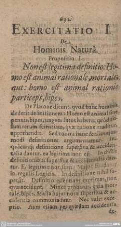 Exercitatio I. De Hominis Natura.