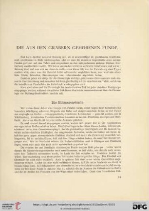 Die aus den Gräbern gehobenen Funde