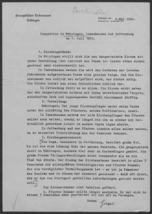 Mähringen-Immenhausen-Jettenburg: Inspektionsbericht 1953