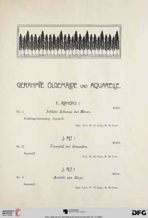 Gerahmte Ölgemälde und Aquarelle (Nr. 1-120)