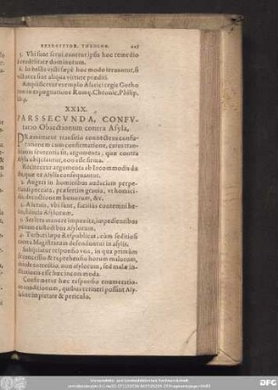 XXIX. Pars Secunda, Confutatio Obiectionum contra Asyla.