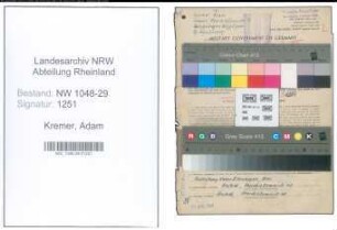Entnazifizierung Adam Kremer , geb. 29.11.1899 (Beamter)