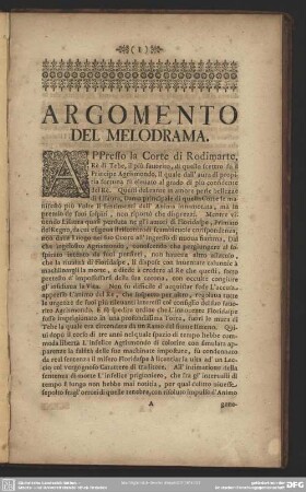 Argomento Del Melodrama