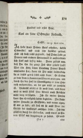 Hundert und erster Brief. - Hundert und zehnter Brief.