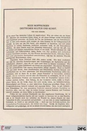 Neue Hoffnungen Deutscher Kultur und Kunst