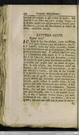 Lettera CCCVI. Signor mio!