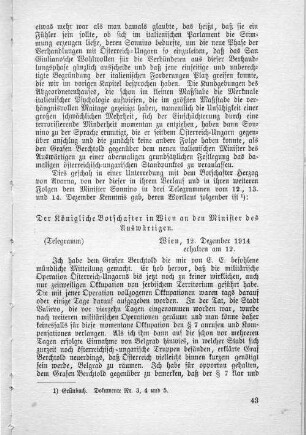 Telegramm: Der Königliche Botschafter in Wien an den Minister des Auswärtigen.