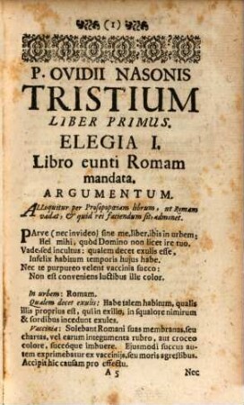 Publii Ovidii Nasonis Elegiae Tristium Libri V.