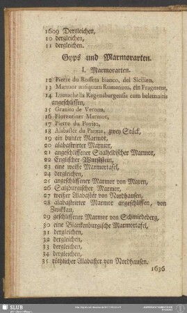 Gyps und Marmorarten