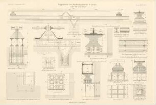 Kuppeldach des Reichstags, Berlin: Lager und Lagerträger: Schnitte, Details (aus: Atlas zur Zeitschrift für Bauwesen, hrsg. v. Ministerium der öffentlichen Arbeiten, Jg. 47, 1897)