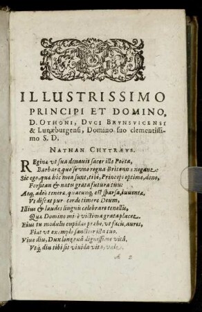 Illustrissimo ... D. Othoni, Duci Brunsvicensi & Lunaeburgensi ...
