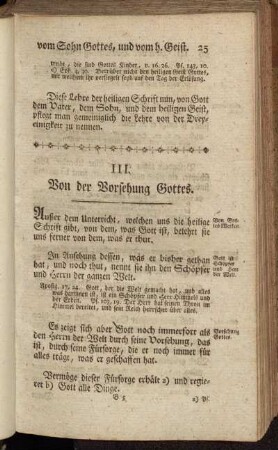 III. Von der Vorsehung Gottes.