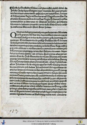 Epistola Christofori Colom, cui etas multum debet, de insulis Indie supra Gangem nuper inuentis