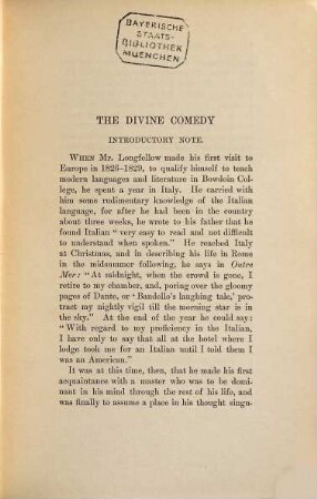 The works of Henry Wadsworth Longfellow : with bibliographical and critical notes and his life, with extracts from his journals and correspondence, 9. The divine comedy of Dante Alighieri ; 1 : Inferno