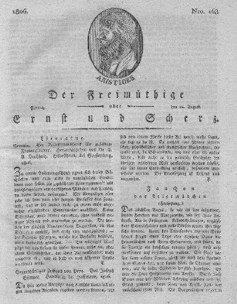 Nro. 168, Freitag den 22. August 1806