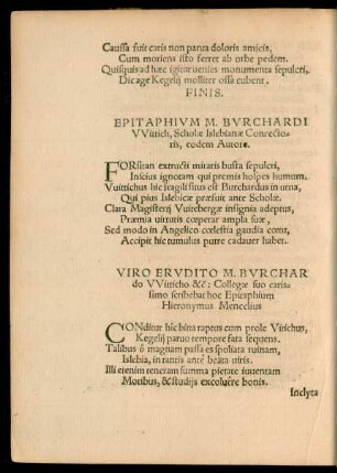 Epitaphium M. Burchardi Wittich ...