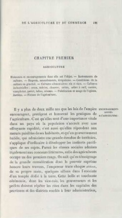 Chapitre premier: Agriculture