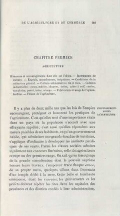 Chapitre premier: Agriculture