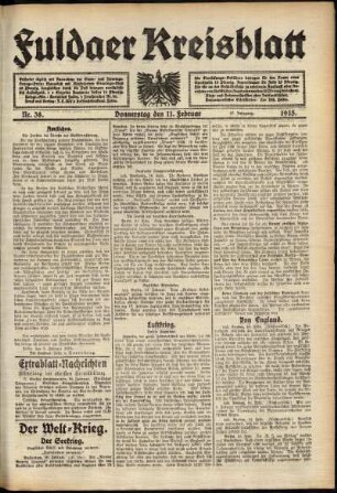 Ausgabe vom Donnerstag, den 11. Februar 1915.