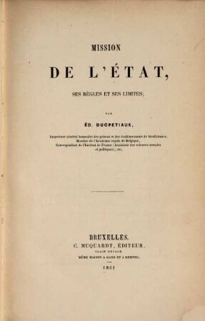 Mission de l'état, ses règles et ses limites
