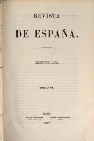 Revista de España. 6 = Año 2. 1869