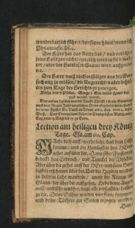 Lection am heiligen drey König Tage.