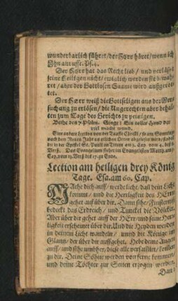 Lection am heiligen drey König Tage.