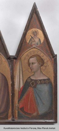 Maria mit Kind und Heilige : Seitentafel: Venantius von Camerino, darüber Katharina von Alexandrien
