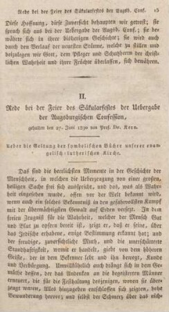 15-47 Rede bei der Feier des Säkularfestes der Uebergabe der Augsburgischen Confession über die Geltung der symbolischen Bücher der evangelisch-lutherischen Kirche : gehalten den 27. Juni 1830