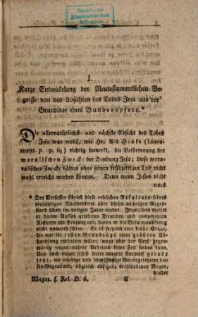 Magazin für Religionsphilosophie, Exegese und Kirchengeschichte. 6, 6. 1796