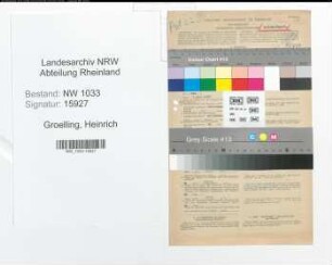 Entnazifizierung Heinrich Groelling , geb. 12.12.1888 (Polizeimeister)