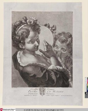 [Mädchen mit Tamburin, neben ihr ein Junge mit Flöte]