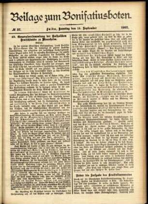 Zweite Ausgabe vom Sonntag, den 14. September 1902.